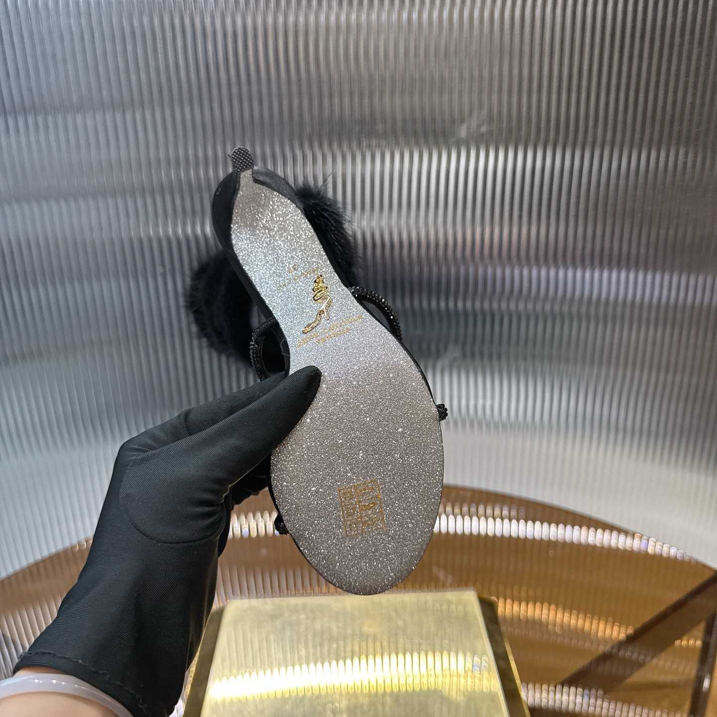 Rene Caovilla Lapin Fur-embellished 95mm Sandal   - DopestKickz