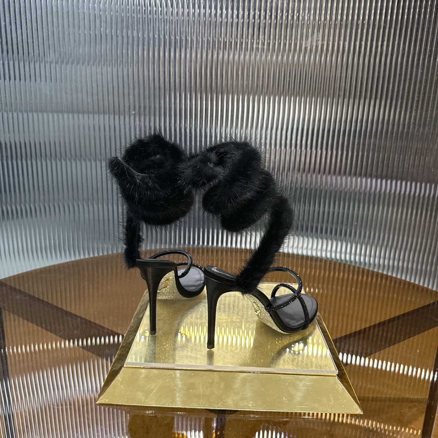 Rene Caovilla Lapin Fur-embellished 95mm Sandal   - DopestKickz