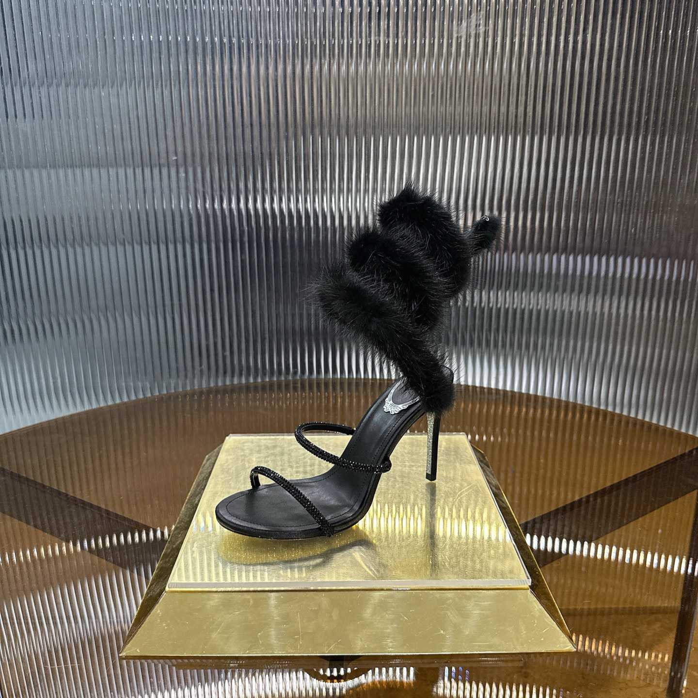 Rene Caovilla Lapin Fur-embellished 95mm Sandal   - DopestKickz