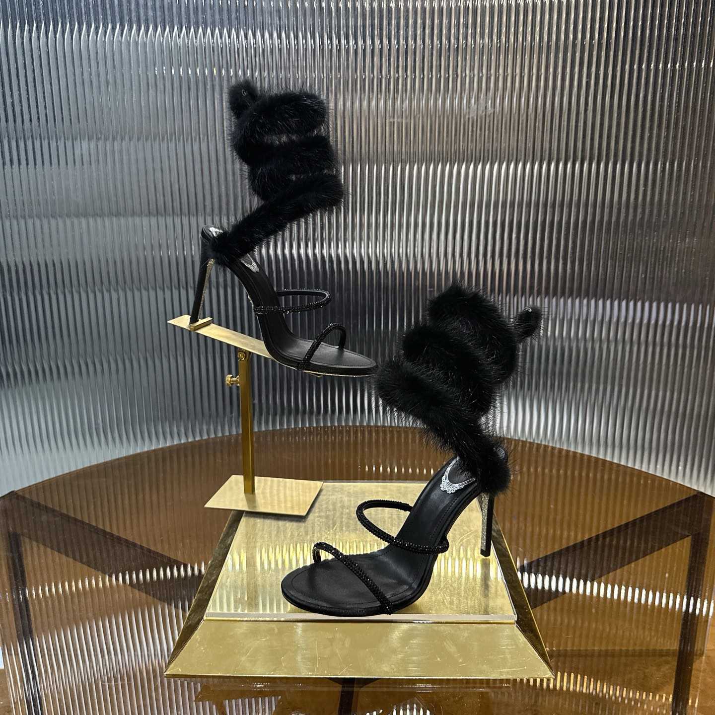 Rene Caovilla Lapin Fur-embellished 95mm Sandal   - DopestKickz