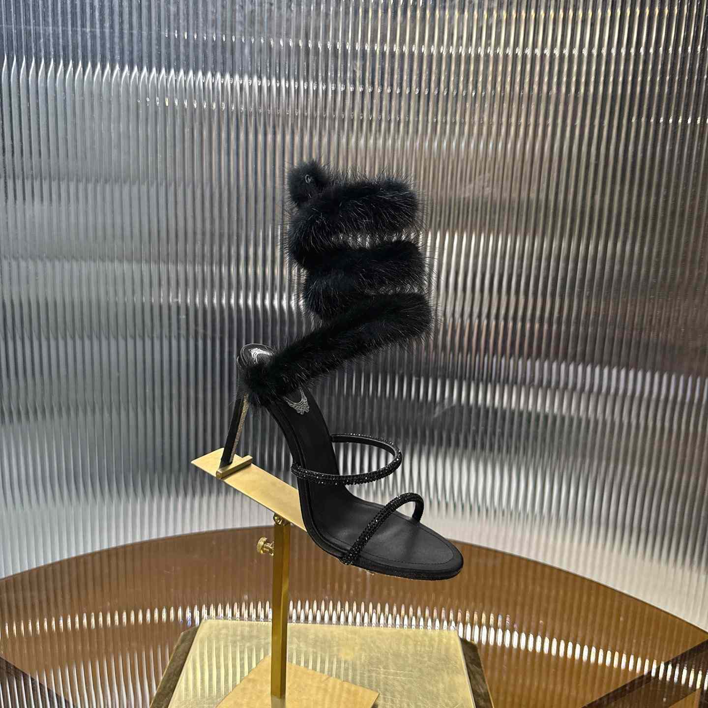 Rene Caovilla Lapin Fur-embellished 95mm Sandal   - DopestKickz