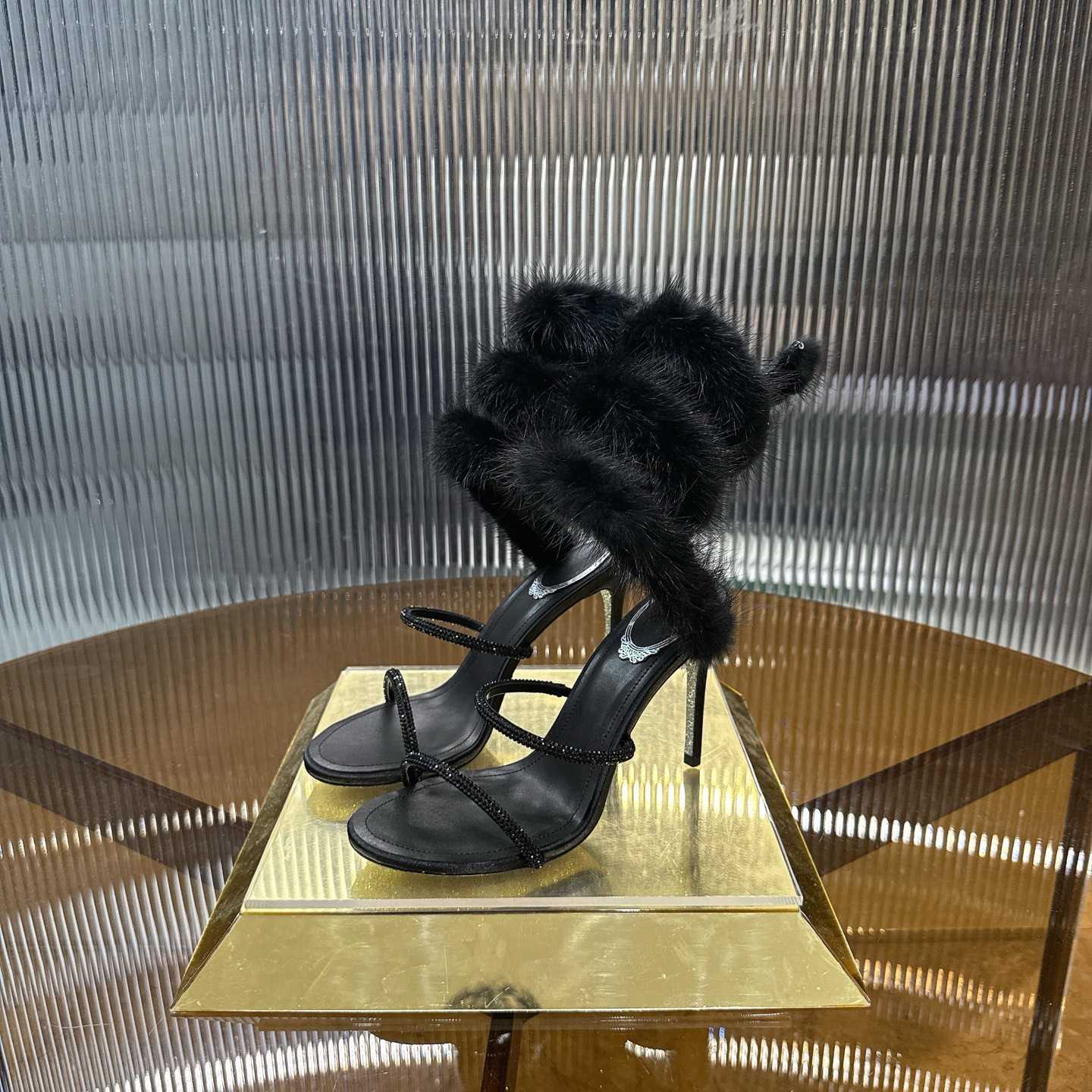 Rene Caovilla Lapin Fur-embellished 95mm Sandal   - DopestKickz