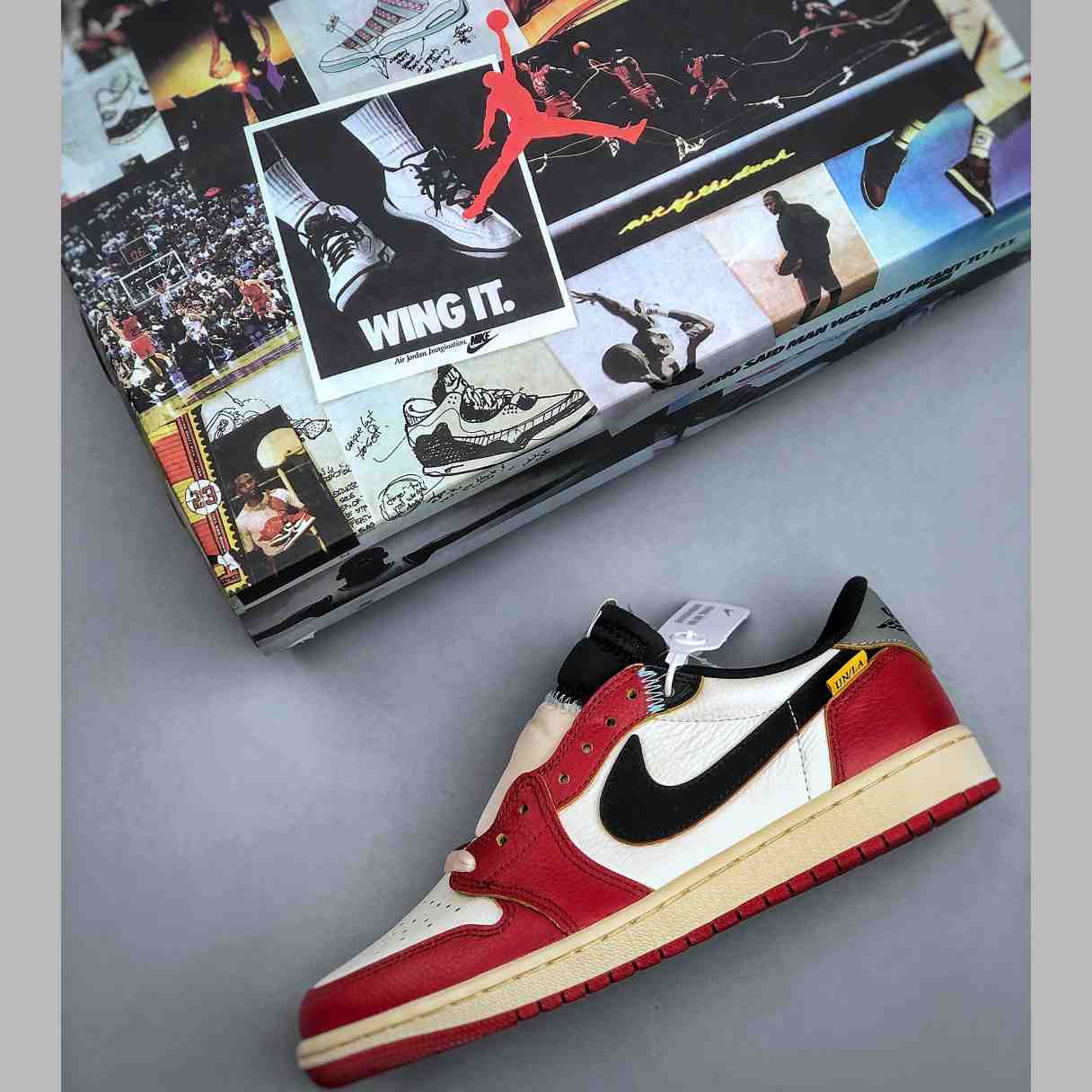 Air Jordan 1 Low “UN White/Red” Lifestyle Sneakers HQ6998-6001 - DopestKickz