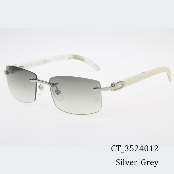 Cartier CT_3524012 White Buffalo Sunglasses In Silver Grey - DopestKickz
