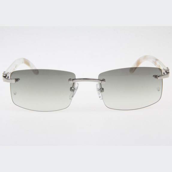 Cartier CT_3524012 White Buffalo Sunglasses In Silver Grey - DopestKickz