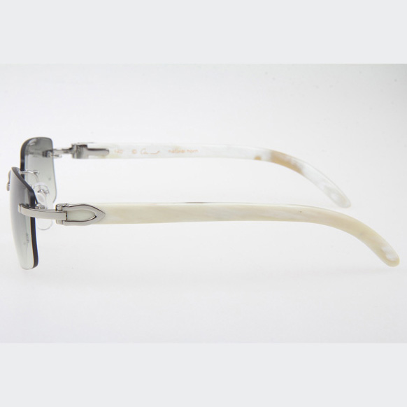 Cartier CT_3524012 White Buffalo Sunglasses In Silver Grey - DopestKickz