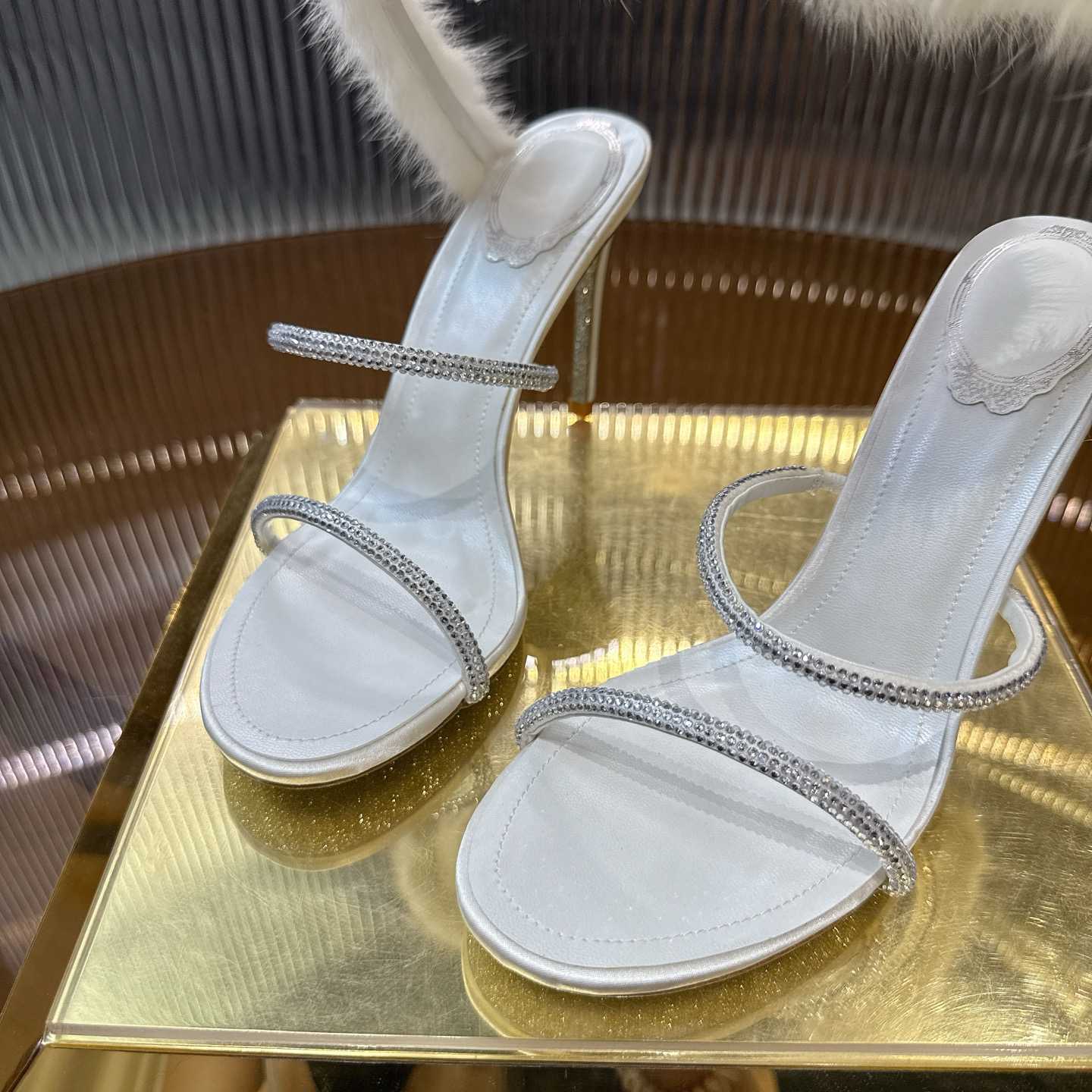 Rene Caovilla Lapin Fur-embellished 95mm Sandal   - DopestKickz