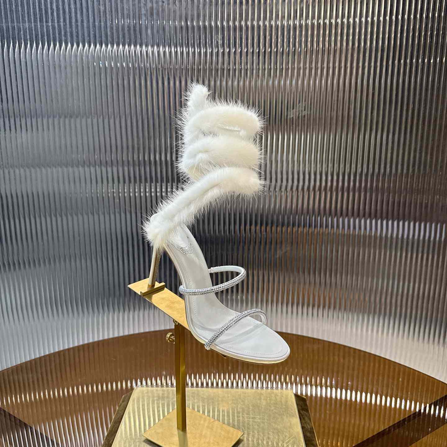 Rene Caovilla Lapin Fur-embellished 95mm Sandal   - DopestKickz