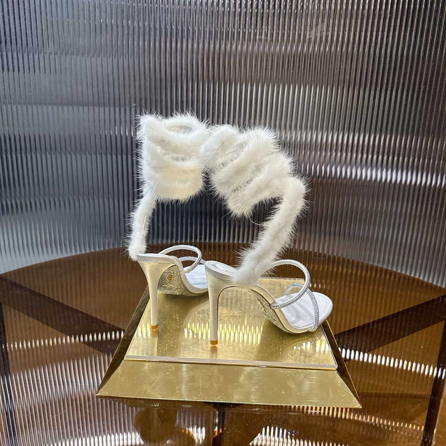 Rene Caovilla Lapin Fur-embellished 95mm Sandal   - DopestKickz