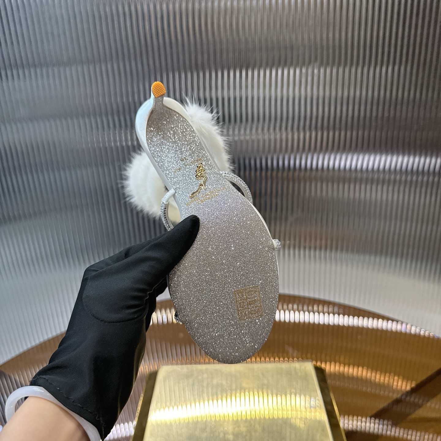 Rene Caovilla Lapin Fur-embellished 95mm Sandal   - DopestKickz