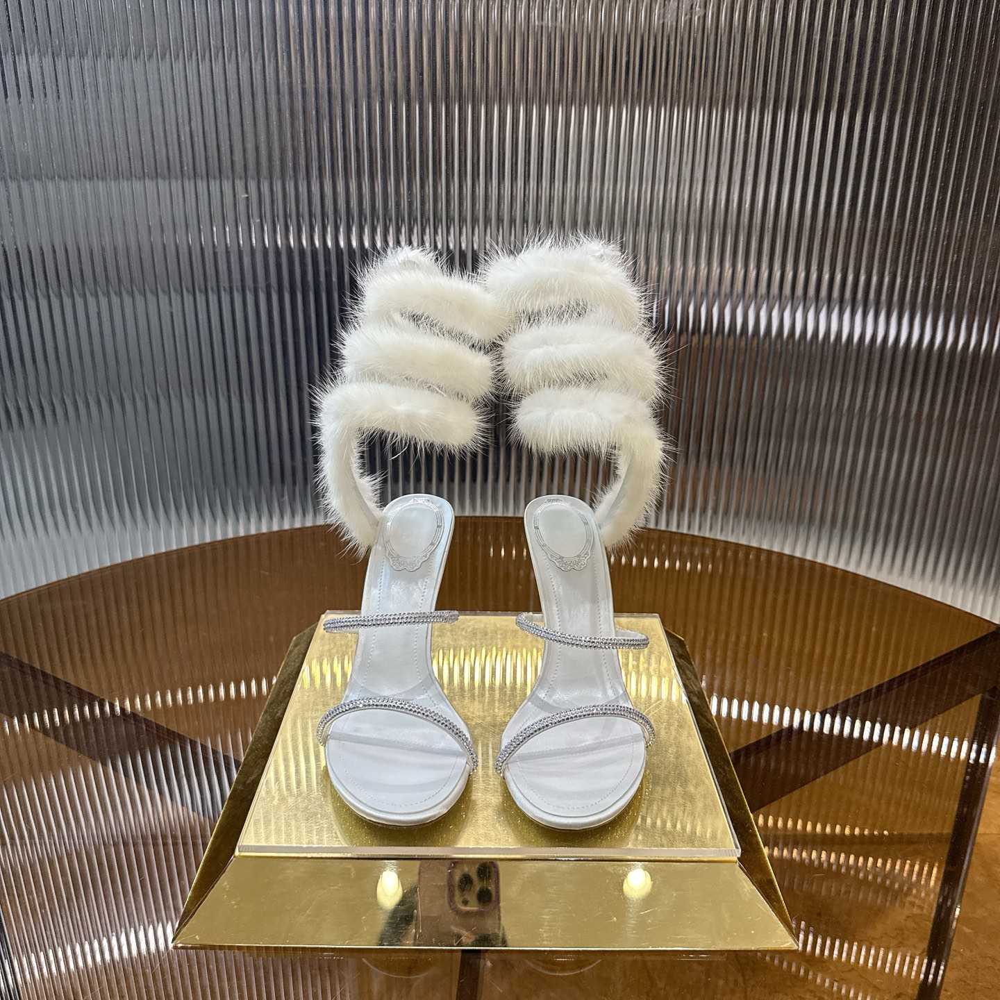 Rene Caovilla Lapin Fur-embellished 95mm Sandal   - DopestKickz