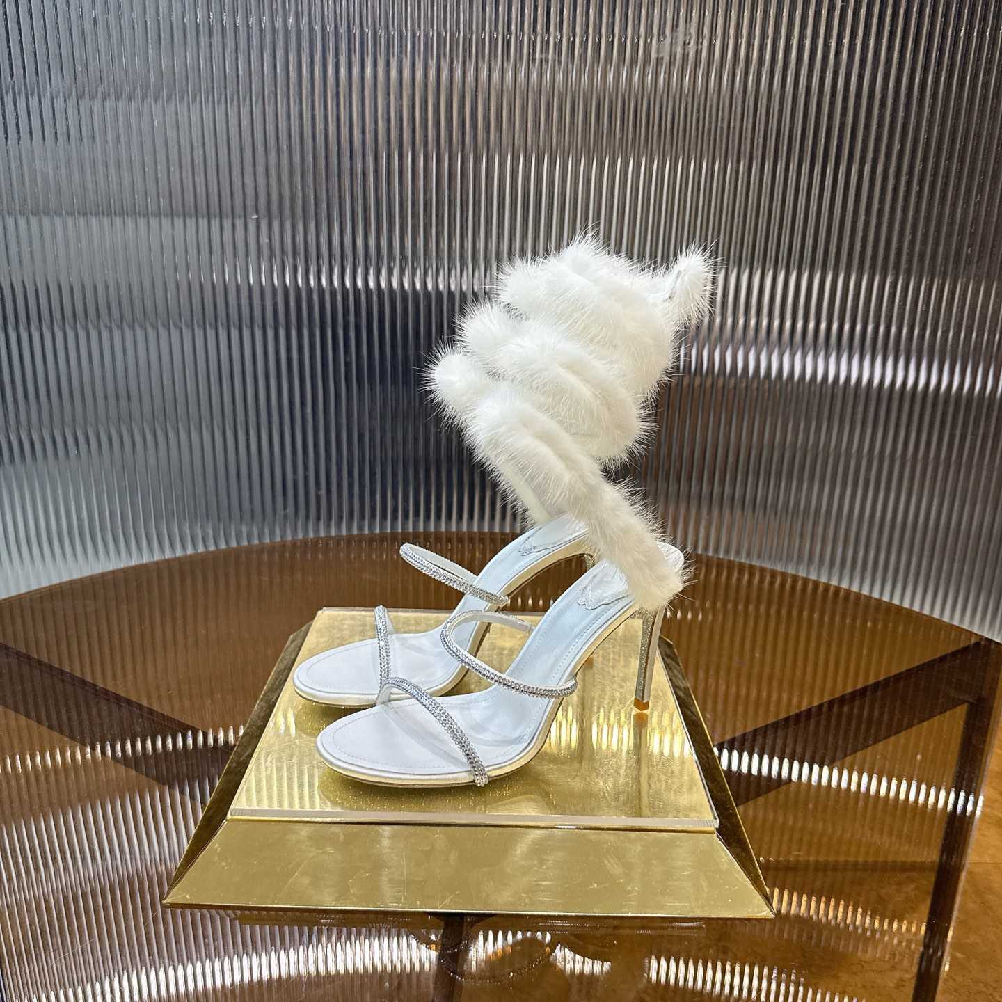 Rene Caovilla Lapin Fur-embellished 95mm Sandal   - DopestKickz