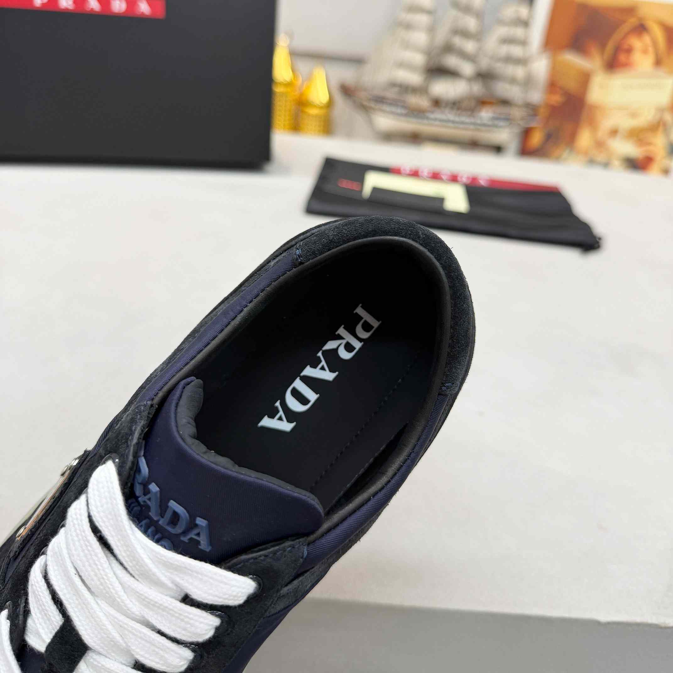 Prada Downtown Eyelets-detail Suede Sneakers - DopestKickz