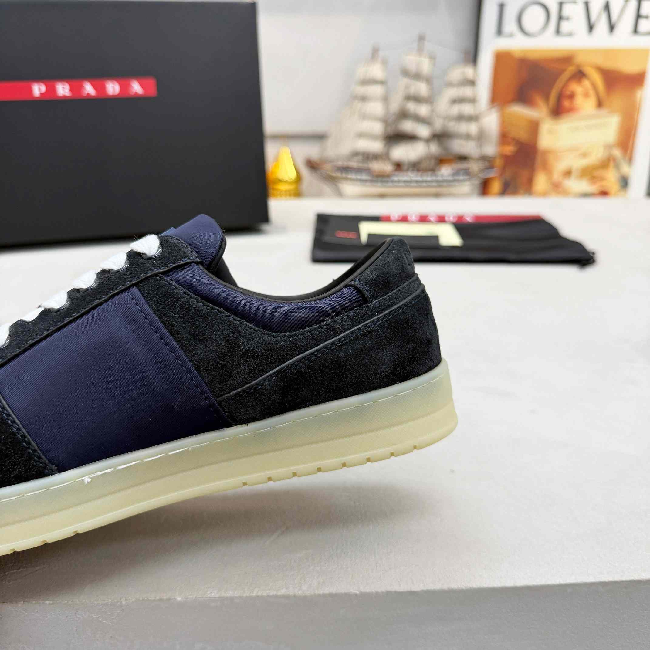 Prada Downtown Eyelets-detail Suede Sneakers - DopestKickz