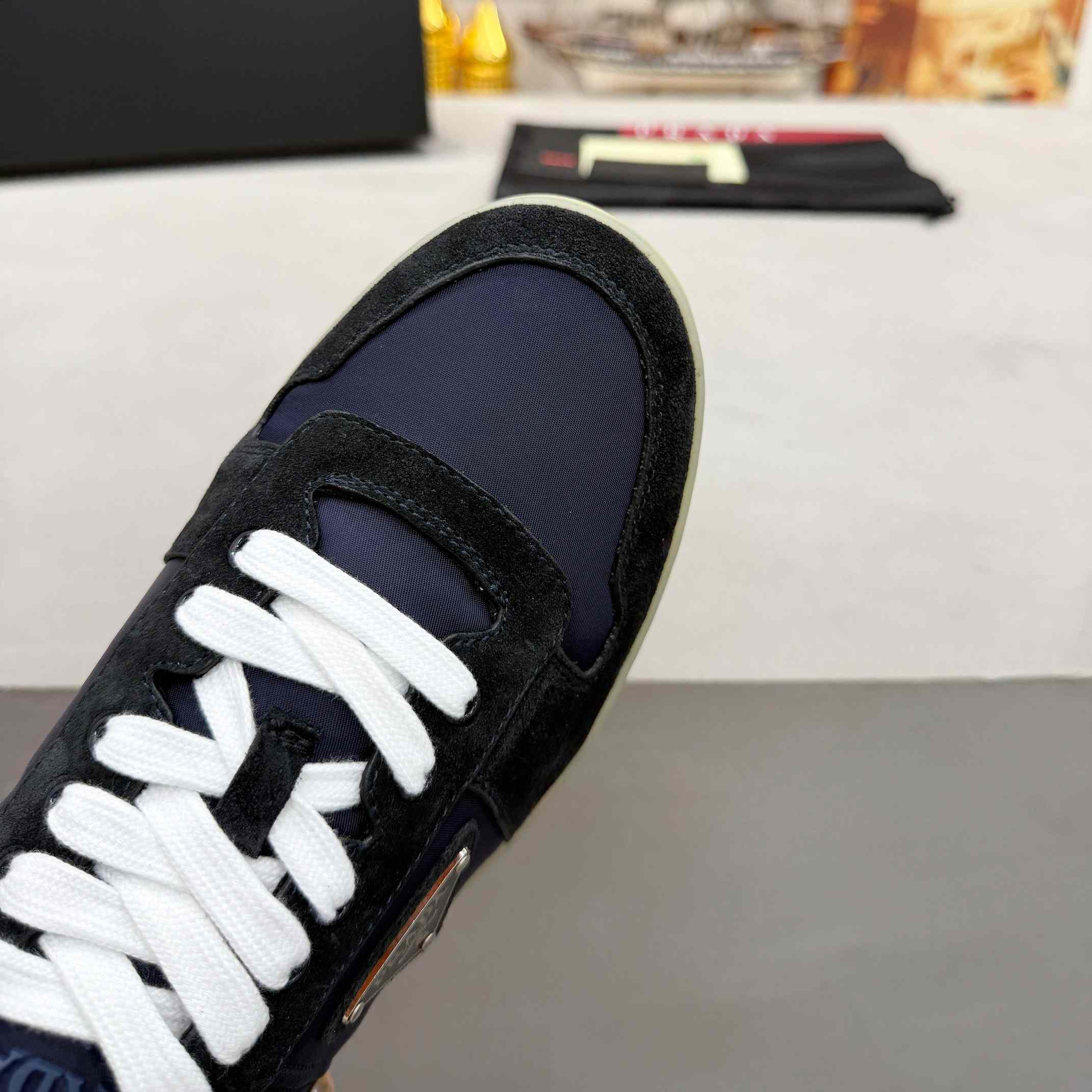 Prada Downtown Eyelets-detail Suede Sneakers - DopestKickz