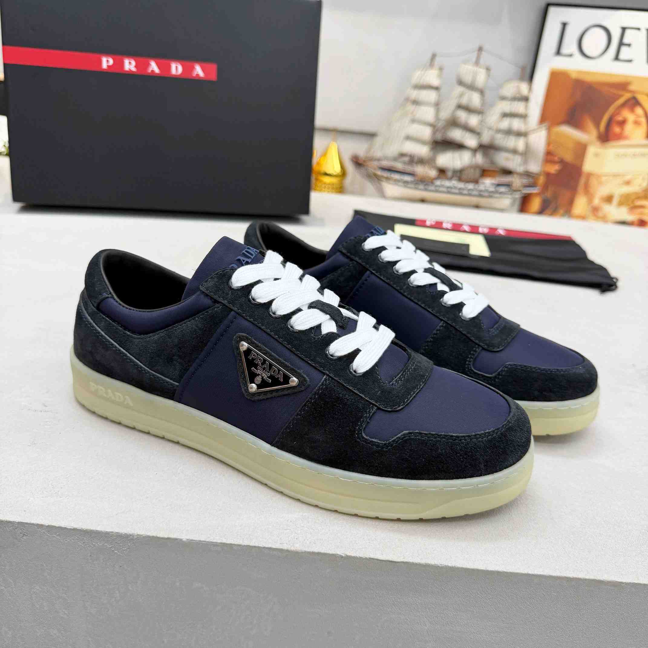 Prada Downtown Eyelets-detail Suede Sneakers - DopestKickz