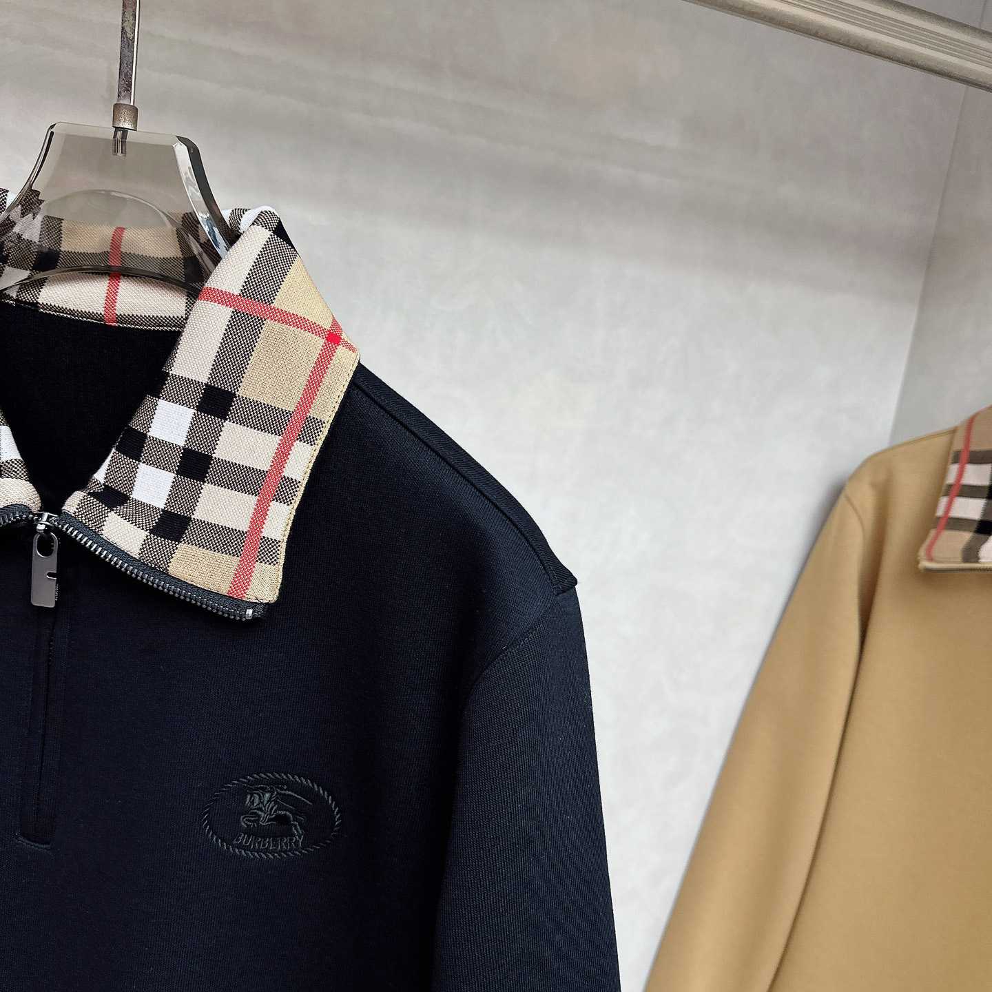 Burberry Check Collar Cotton Half-zip Sweatshirt - DopestKickz