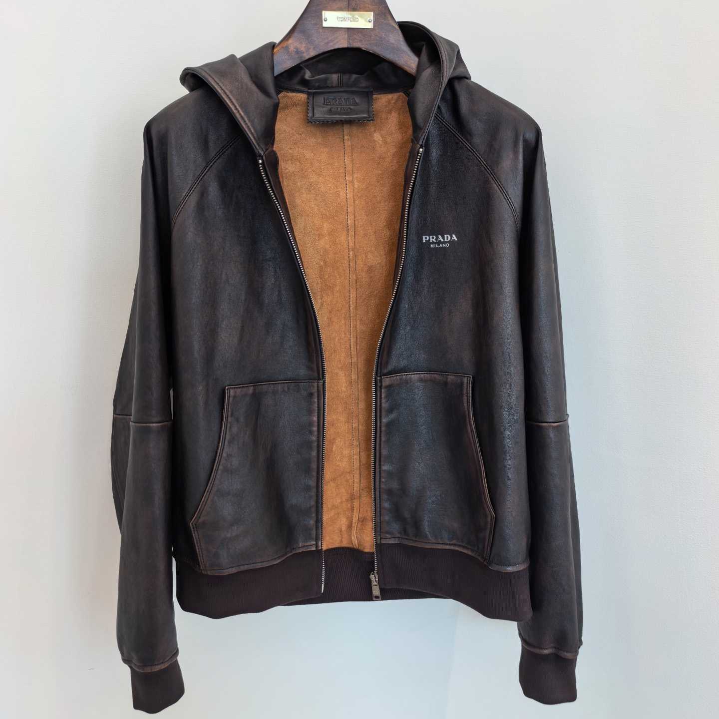 Prada Nappa Leather Hoodie Jacket - DopestKickz