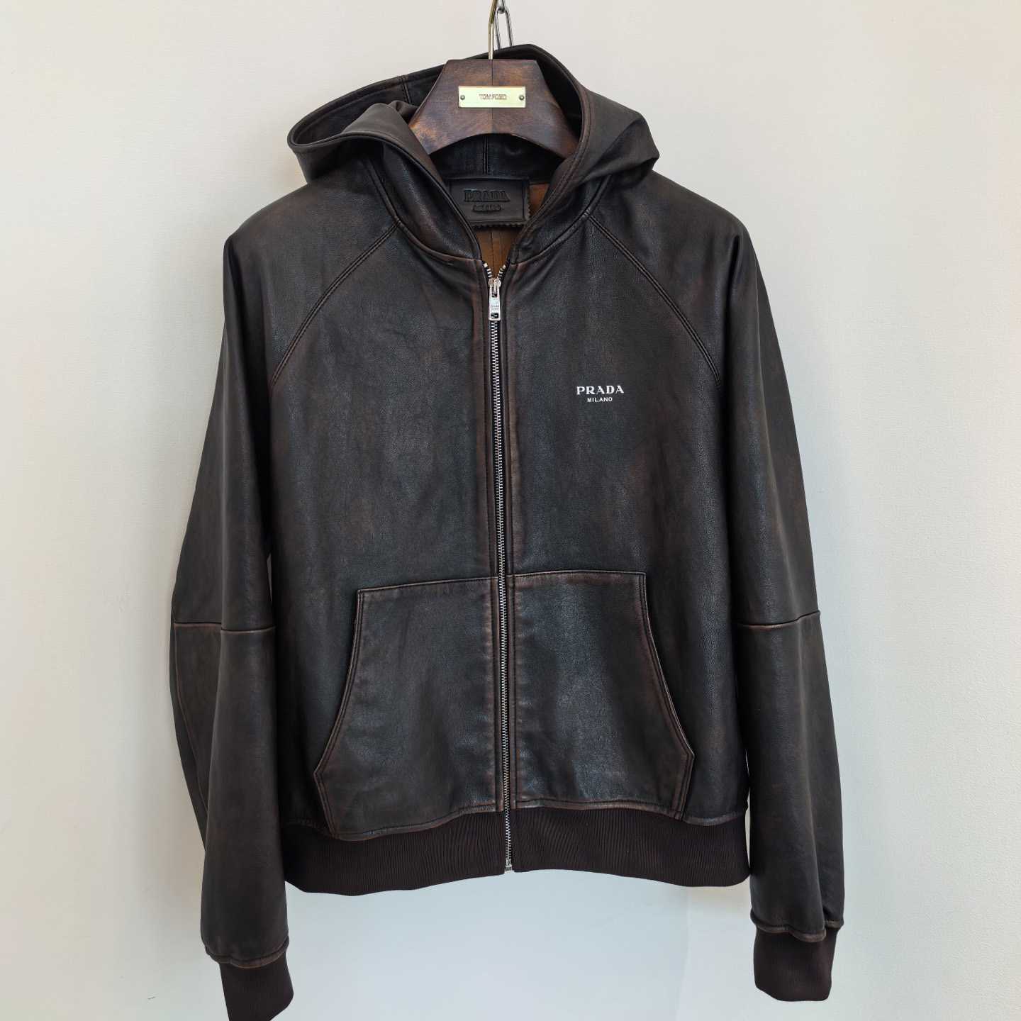 Prada Nappa Leather Hoodie Jacket - DopestKickz