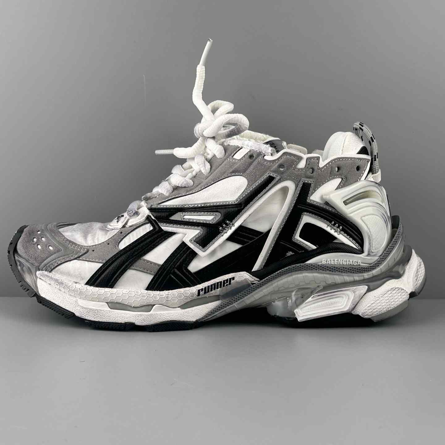 Balenciaga Runner Sneaker In Grey, White And Black - DopestKickz