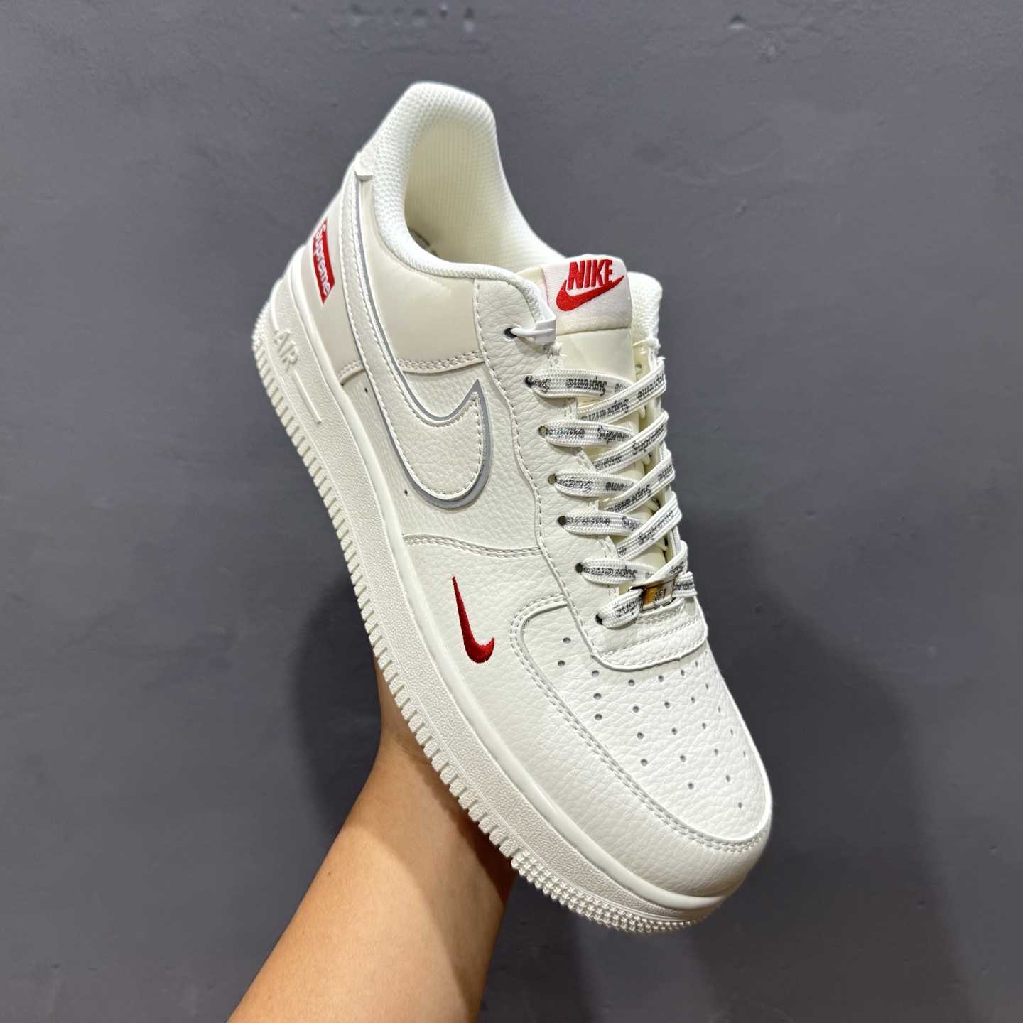 Supreme x Nike Air Force 1 ’07 Low “Sail / Red” – CS5288-052 - DopestKickz