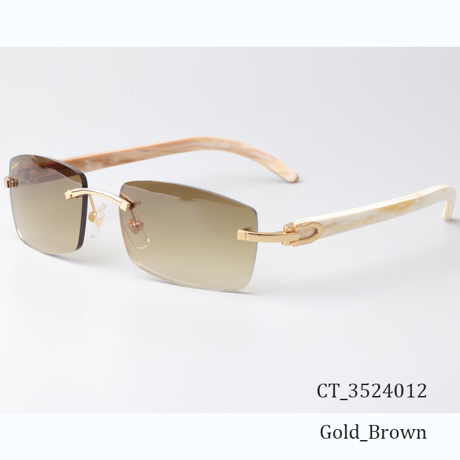 Cartier CT_3524012 White Buffalo Sunglasses In Gold Brown - DopestKickz