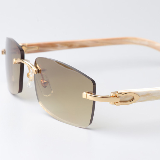 Cartier CT_3524012 White Buffalo Sunglasses In Gold Brown - DopestKickz