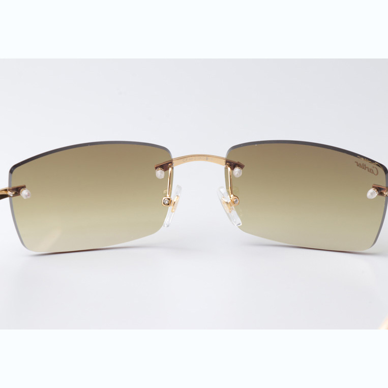 Cartier CT_3524012 White Buffalo Sunglasses In Gold Brown - DopestKickz