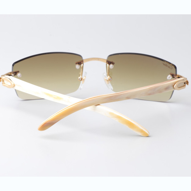 Cartier CT_3524012 White Buffalo Sunglasses In Gold Brown - DopestKickz