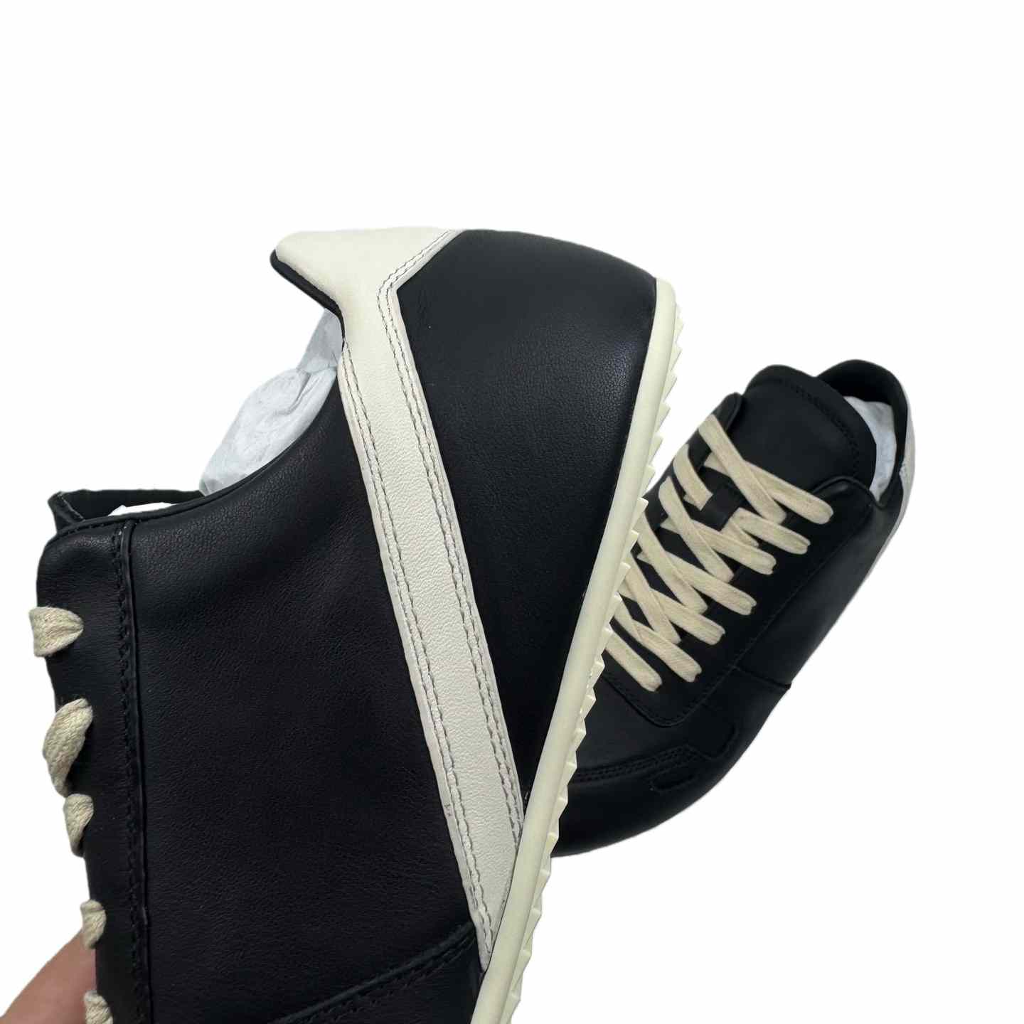 Rick Owens Minimal Sneak Leather Panel Sneakers - DopestKickz