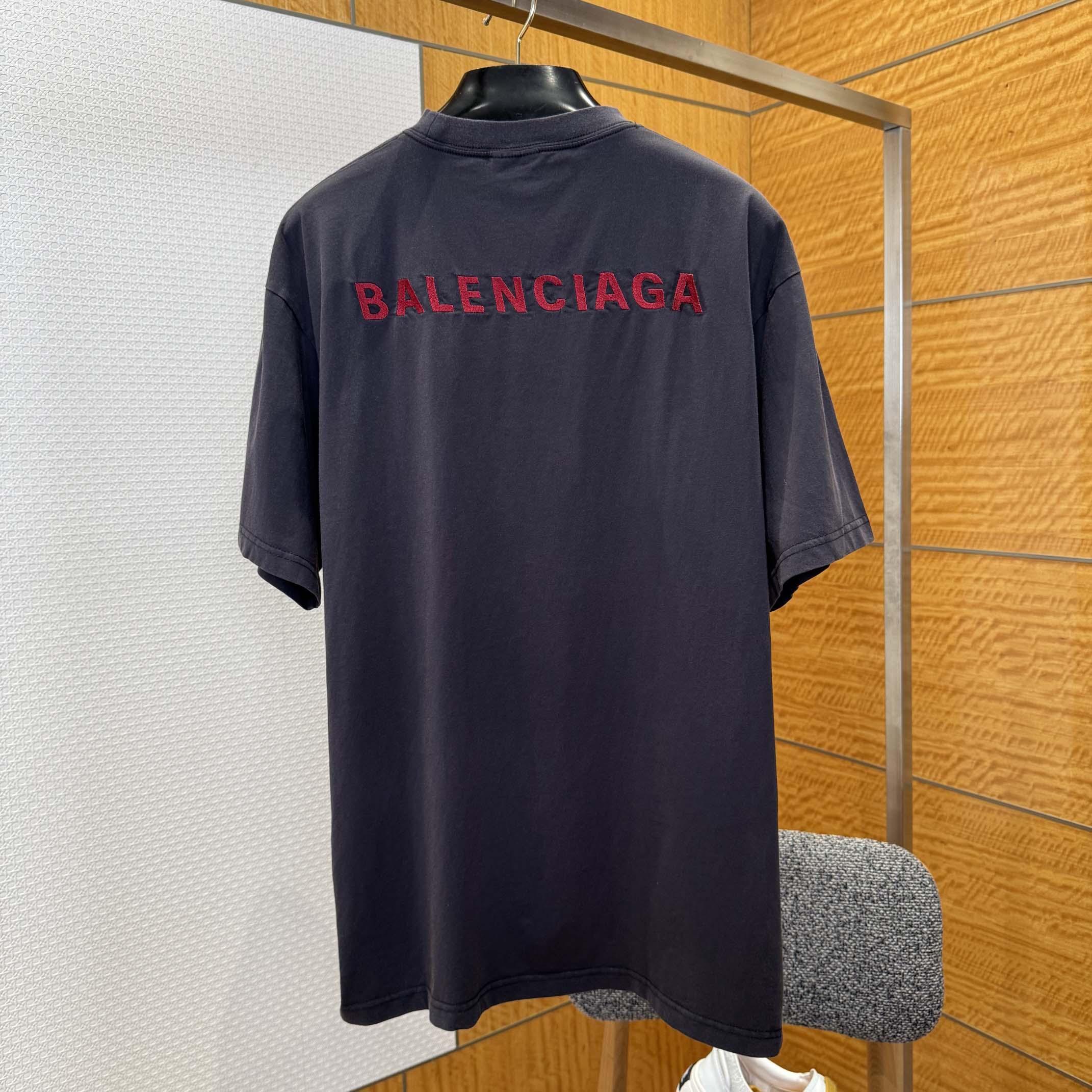 Balenciaga Back T-Shirt Medium Fit in Faded Black /Red - DopestKickz
