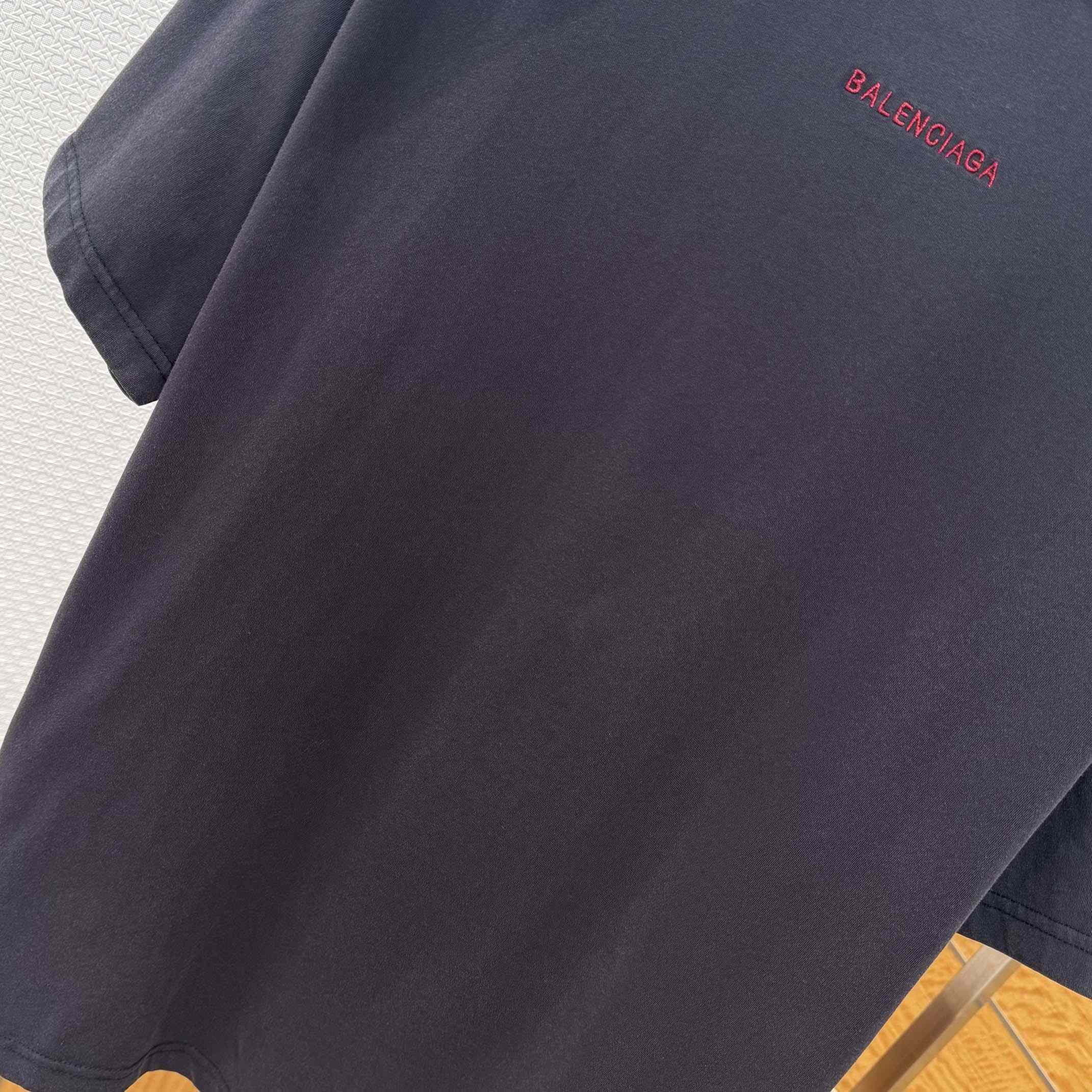 Balenciaga Back T-Shirt Medium Fit in Faded Black /Red - DopestKickz