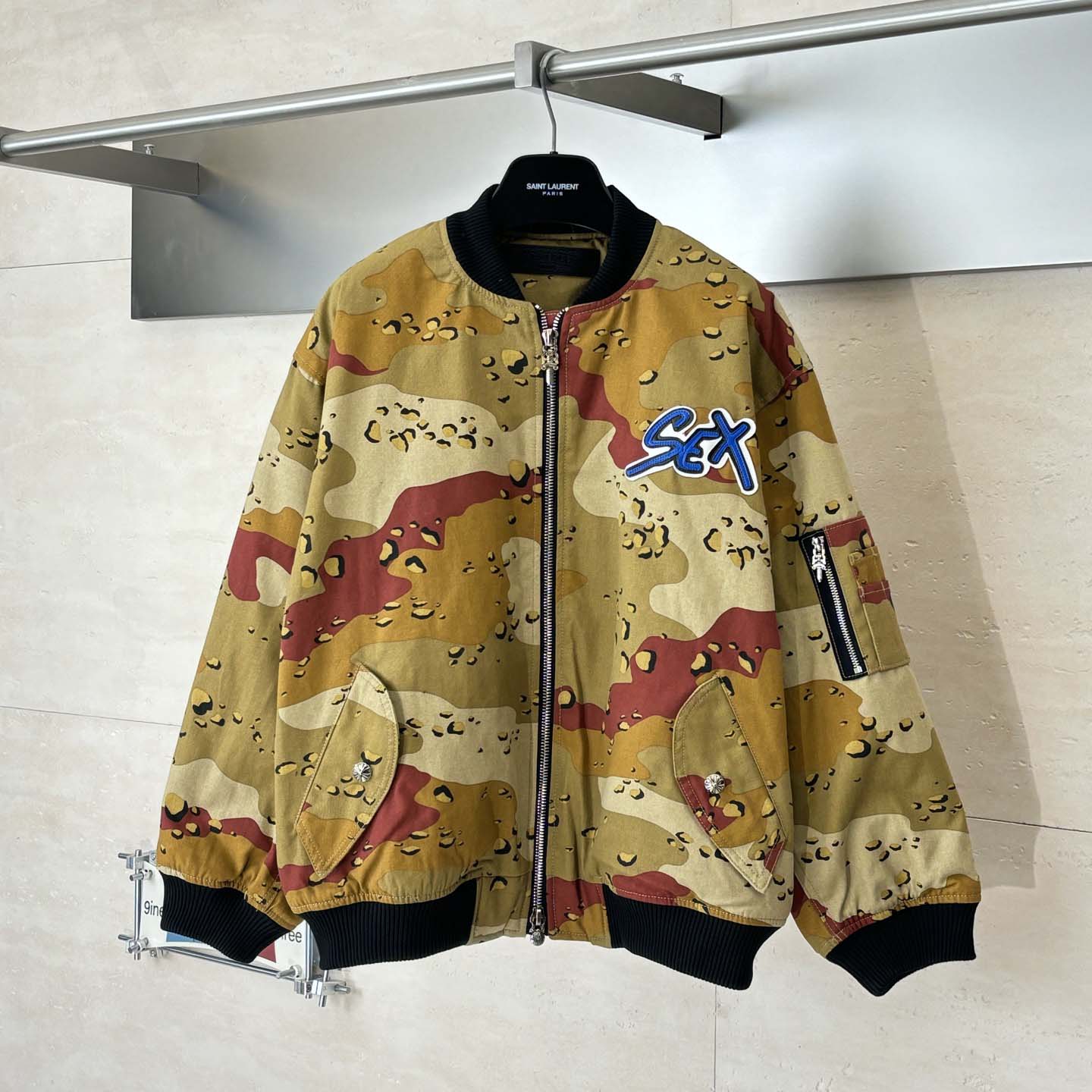Chrome Hearts Matty Boy Desert Camouflage Sex Records Bomber Jacket - DopestKickz