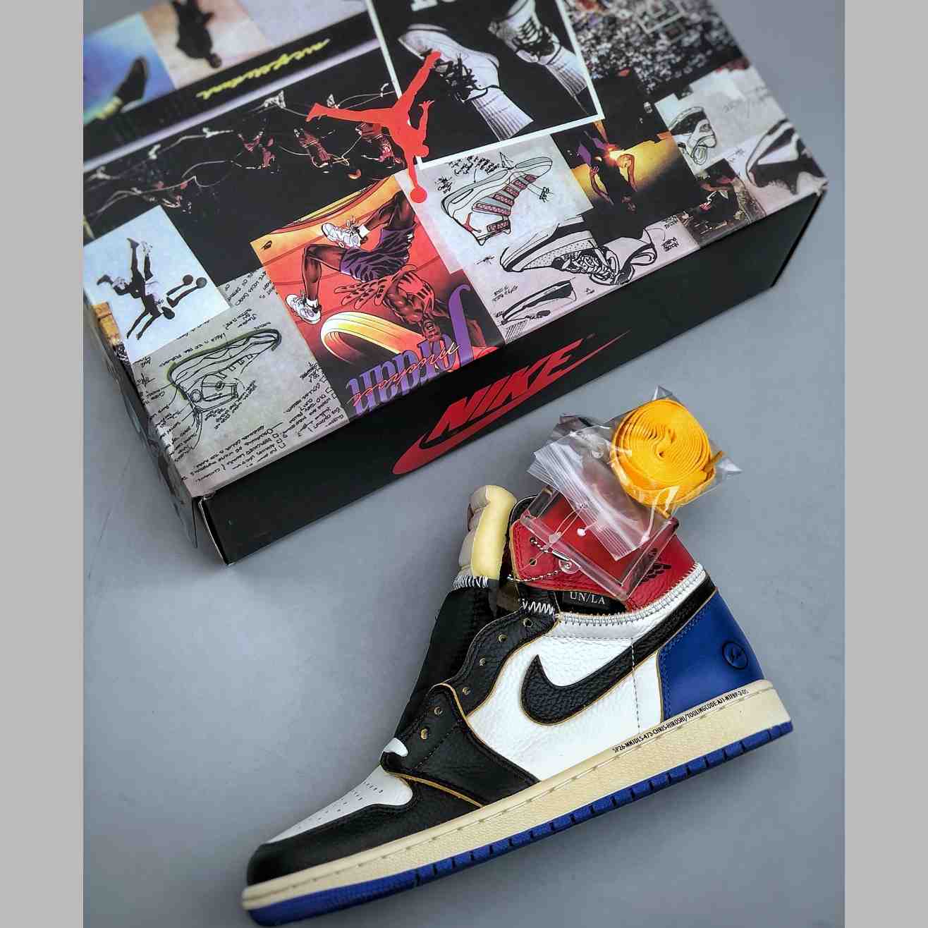 Union LA x Fragment Design x Air Jordan 1 High OG “Black White Blue” IO7847-002 - DopestKickz
