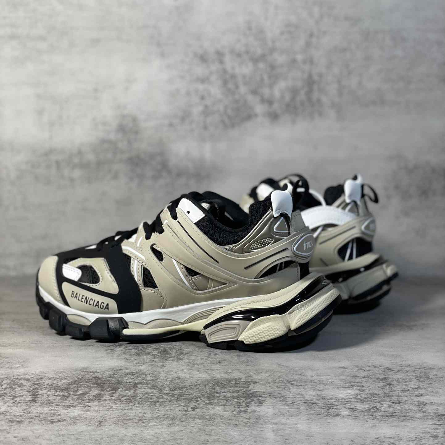 Balenciaga Track Sneaker In Beige And Black Mesh And Nylon - DopestKickz