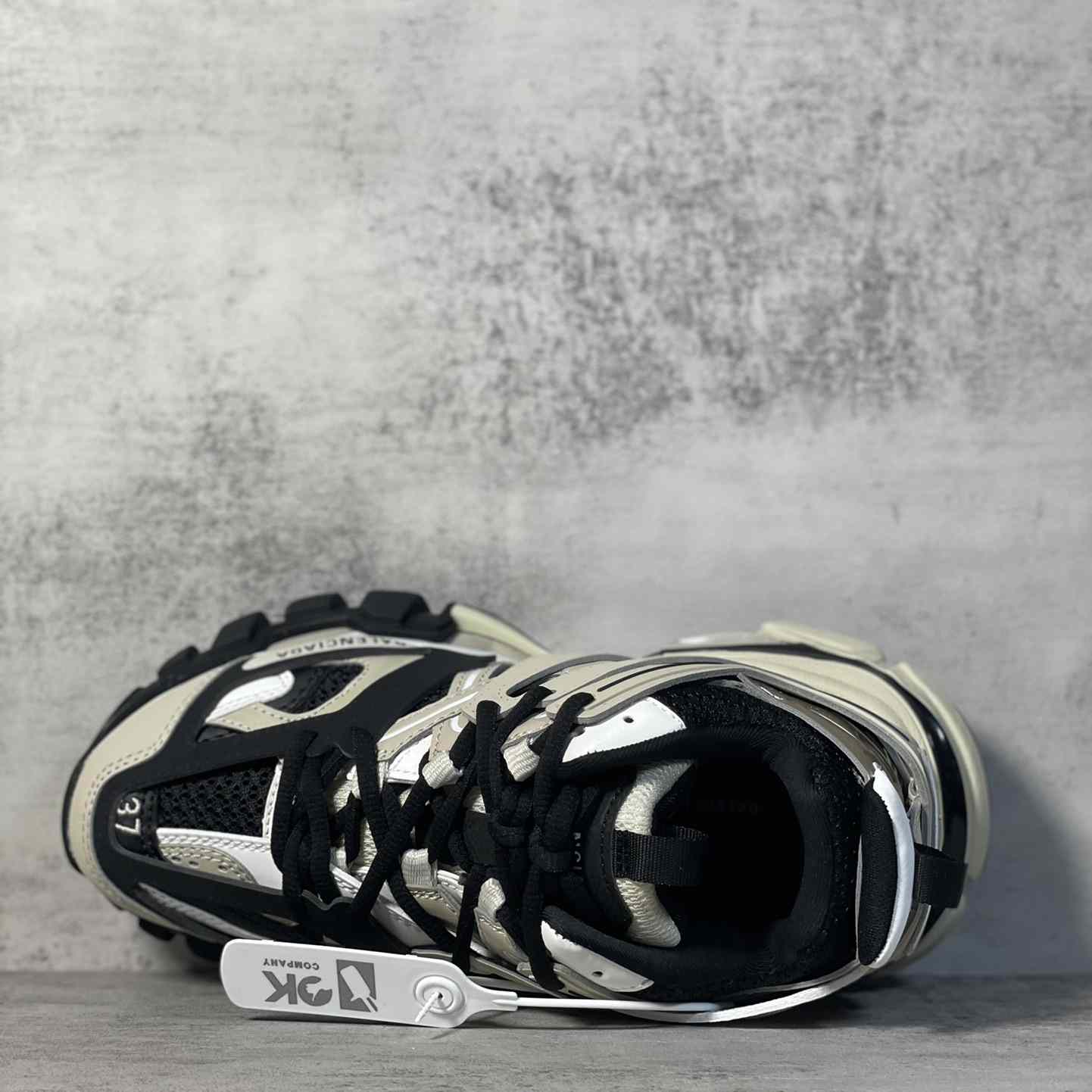 Balenciaga Track Sneaker In Beige And Black Mesh And Nylon - DopestKickz