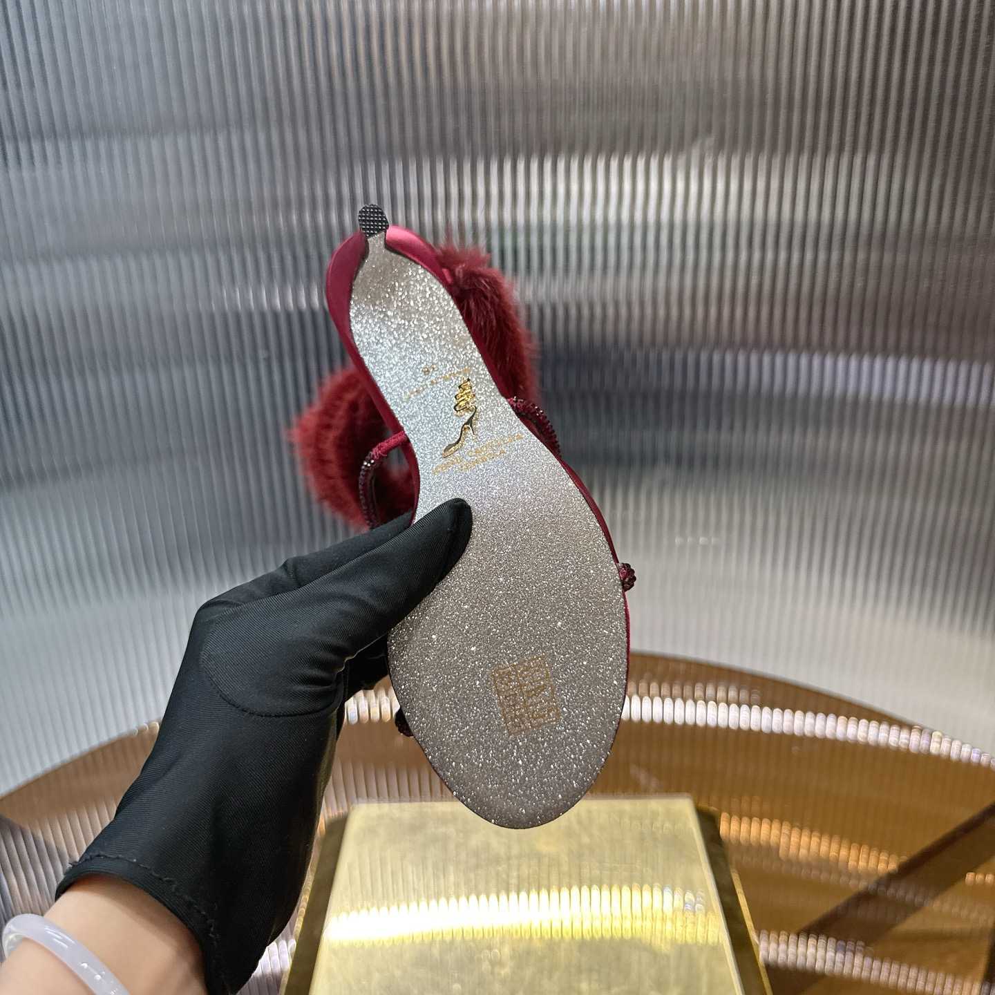 Rene Caovilla Lapin Fur-embellished 95mm Sandal   - DopestKickz