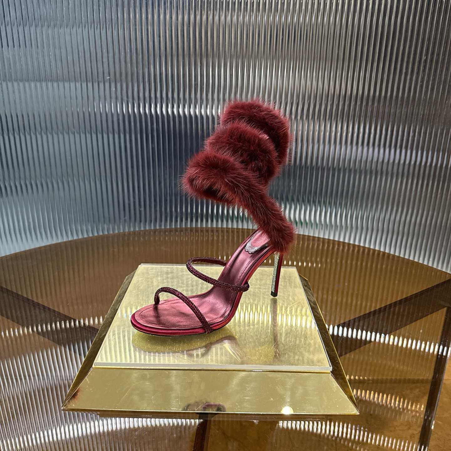 Rene Caovilla Lapin Fur-embellished 95mm Sandal   - DopestKickz