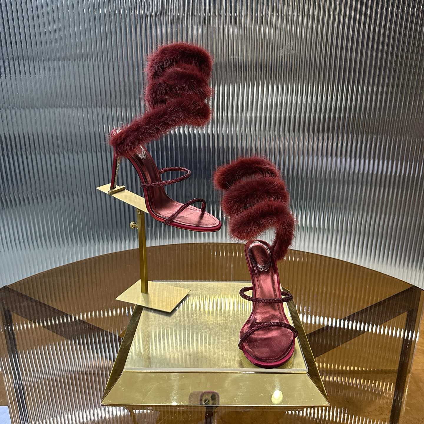 Rene Caovilla Lapin Fur-embellished 95mm Sandal   - DopestKickz