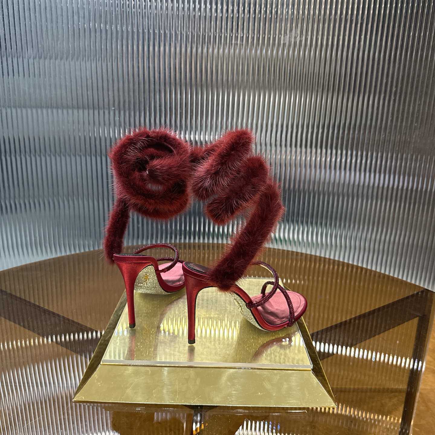 Rene Caovilla Lapin Fur-embellished 95mm Sandal   - DopestKickz