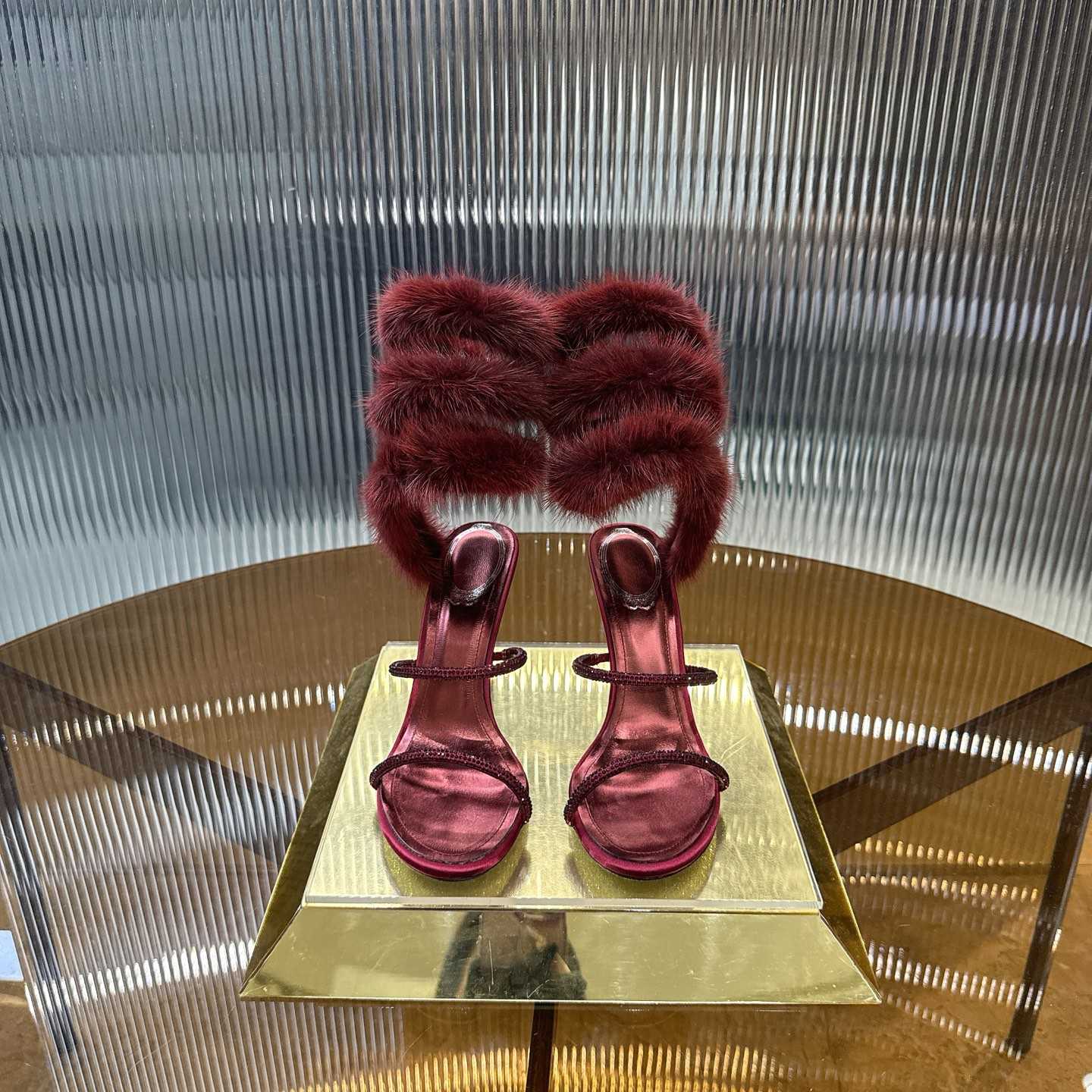 Rene Caovilla Lapin Fur-embellished 95mm Sandal   - DopestKickz