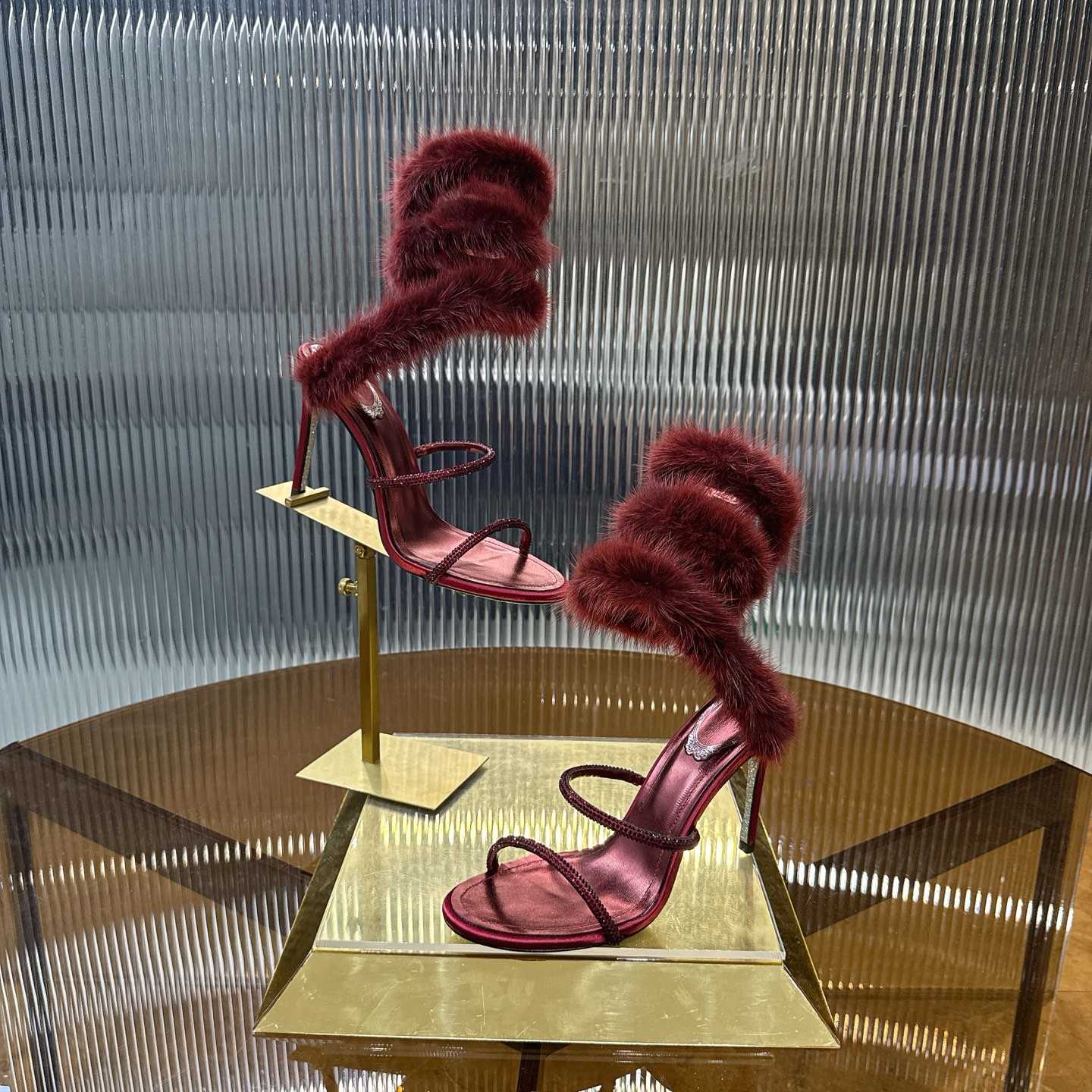 Rene Caovilla Lapin Fur-embellished 95mm Sandal   - DopestKickz