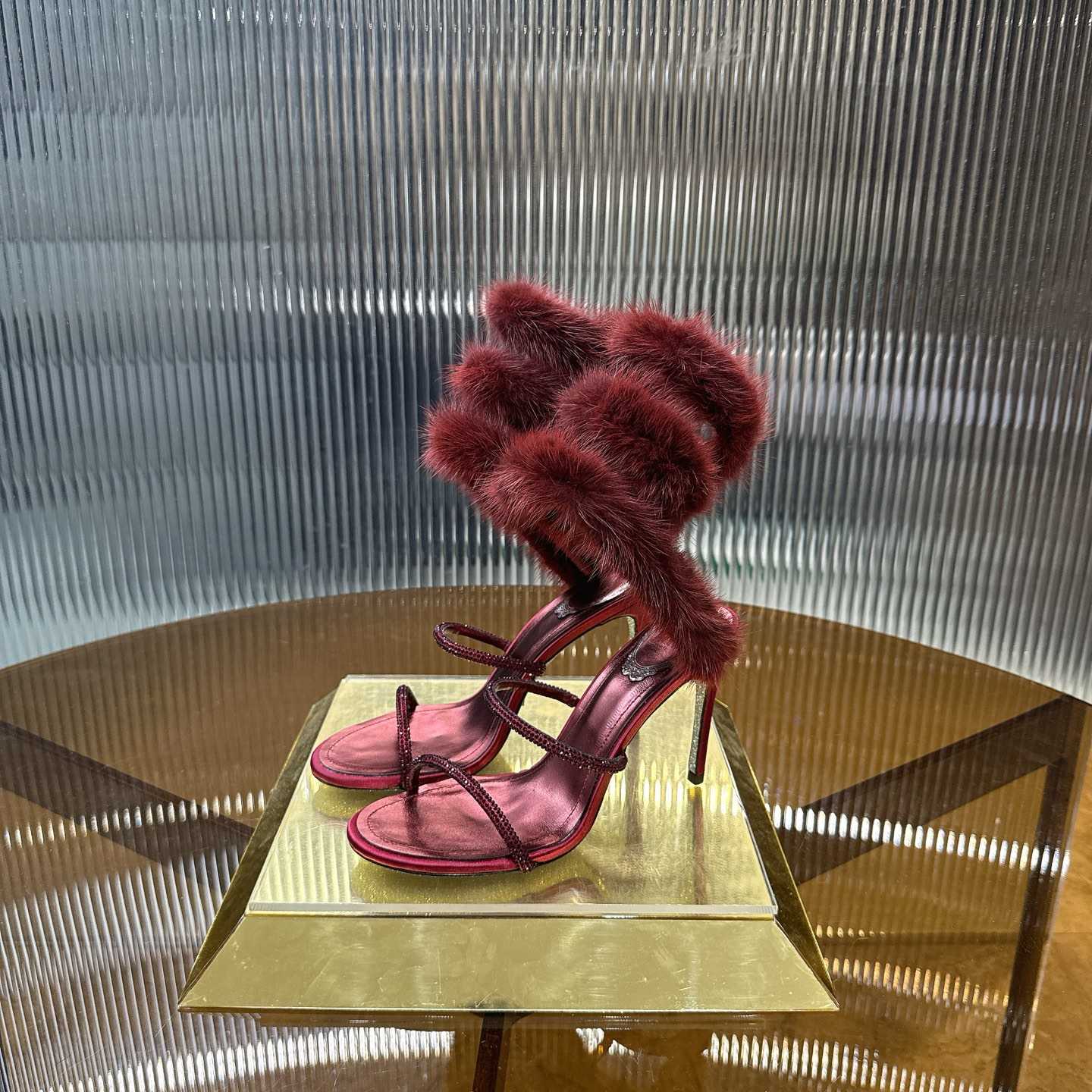 Rene Caovilla Lapin Fur-embellished 95mm Sandal   - DopestKickz