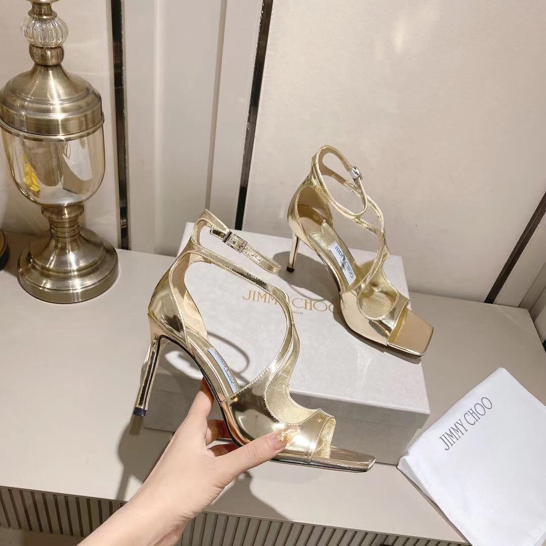 Jimmy Choo Gold Liquid Metal Leather Sandals  - DopestKickz