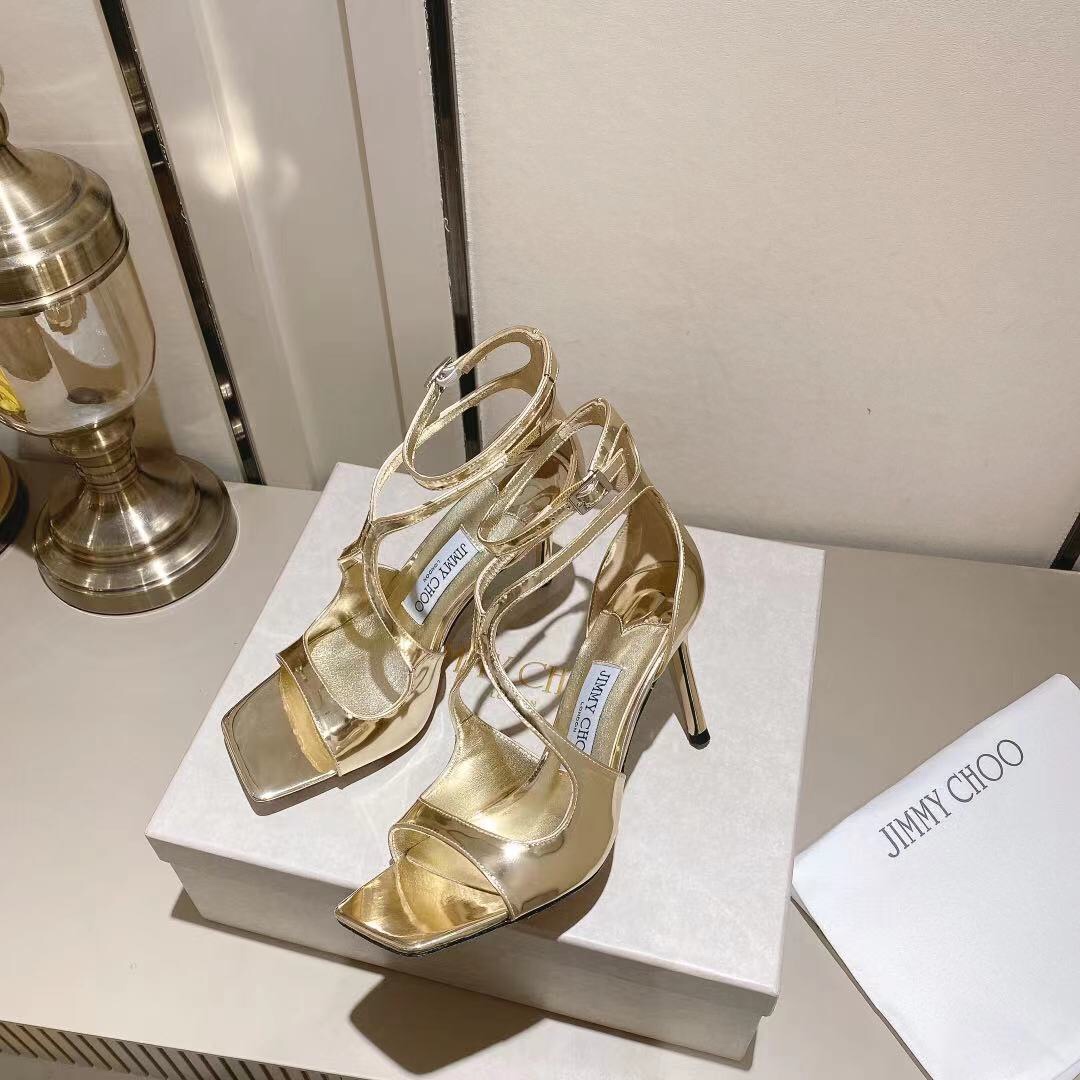 Jimmy Choo Gold Liquid Metal Leather Sandals  - DopestKickz