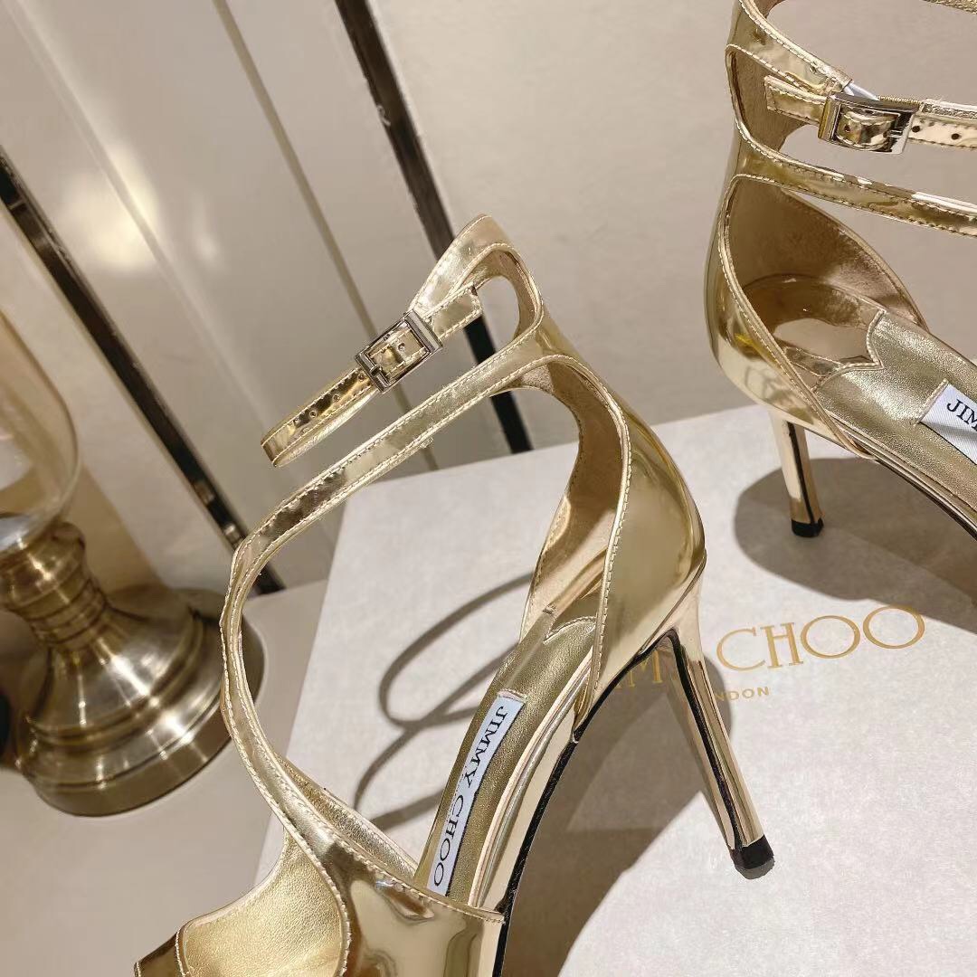 Jimmy Choo Gold Liquid Metal Leather Sandals  - DopestKickz