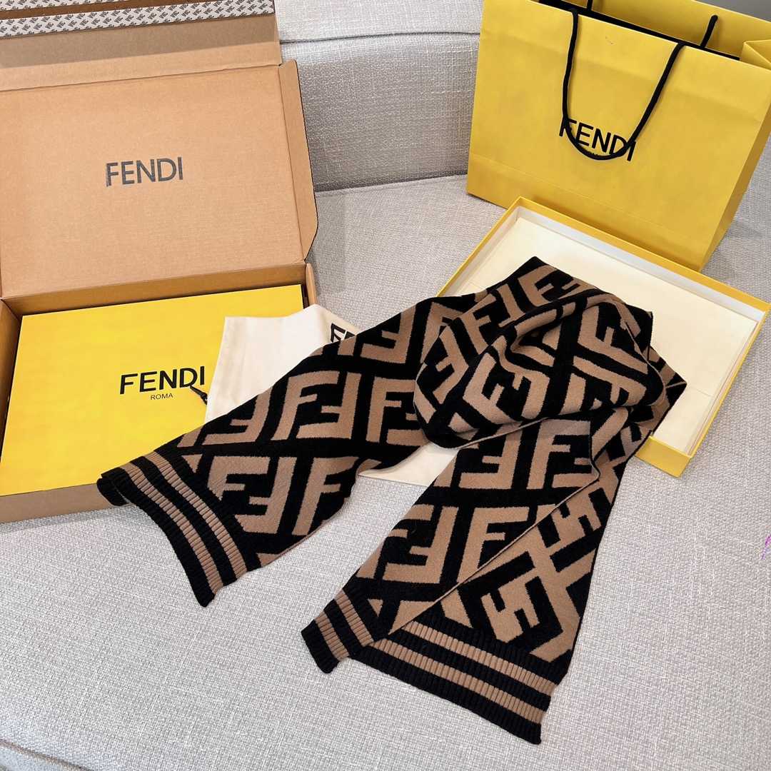 Fendi Scarf Wool Brown - DopestKickz