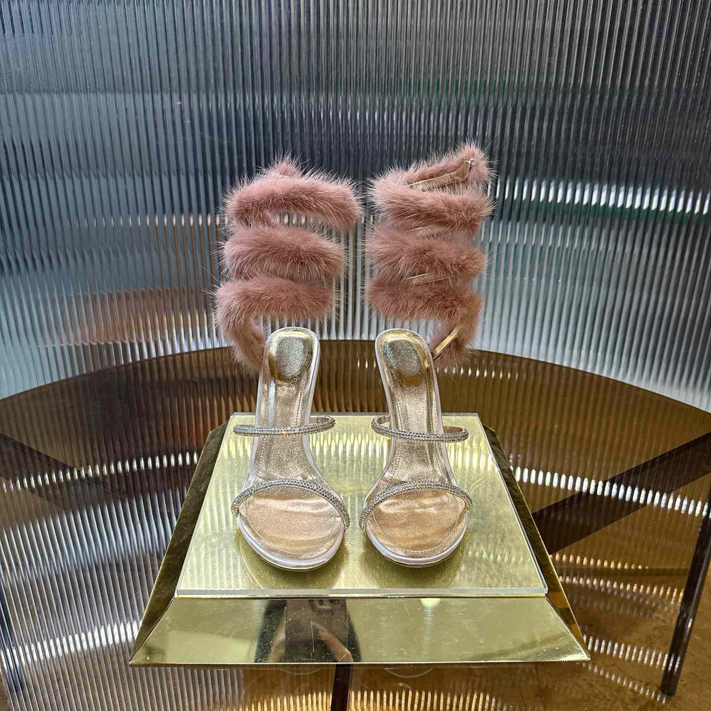 Rene Caovilla Lapin Fur-embellished 95mm Sandal   - DopestKickz