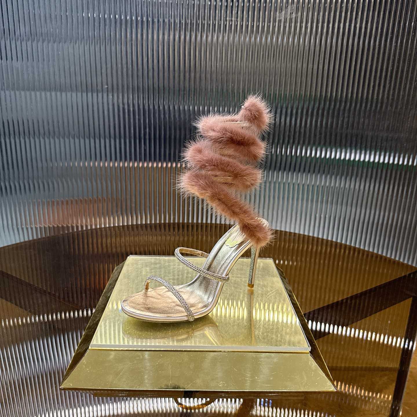 Rene Caovilla Lapin Fur-embellished 95mm Sandal   - DopestKickz