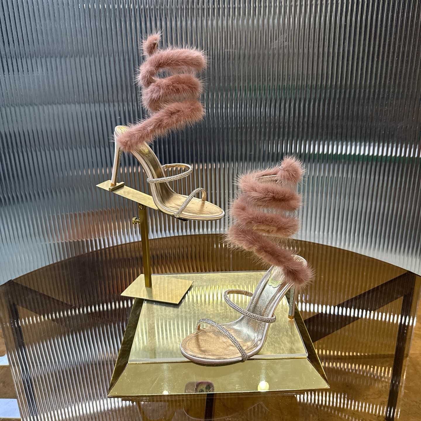 Rene Caovilla Lapin Fur-embellished 95mm Sandal   - DopestKickz